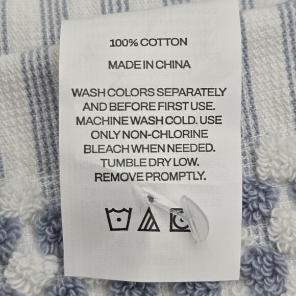 DKNY 8pc Cotton Towel Set 2 Bath 4 Wash 2 Hand  Blue And White Monet Tile - Picture 10 of 14